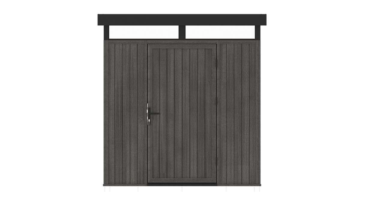 planeo WPC CoEx Flat-Roof Garden Shed S – Dark Grey 208 x 200 x 226.5 cm