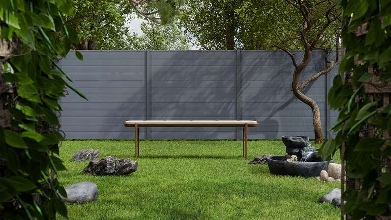 planeo Gardence Simply Small - PVC plug-in fence anthracite grey 180 x 180 cm