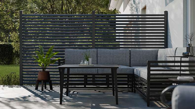 planeo Gardence Metallic Ellipse - Aluminium Garden Fence Square Anthracite | DB703