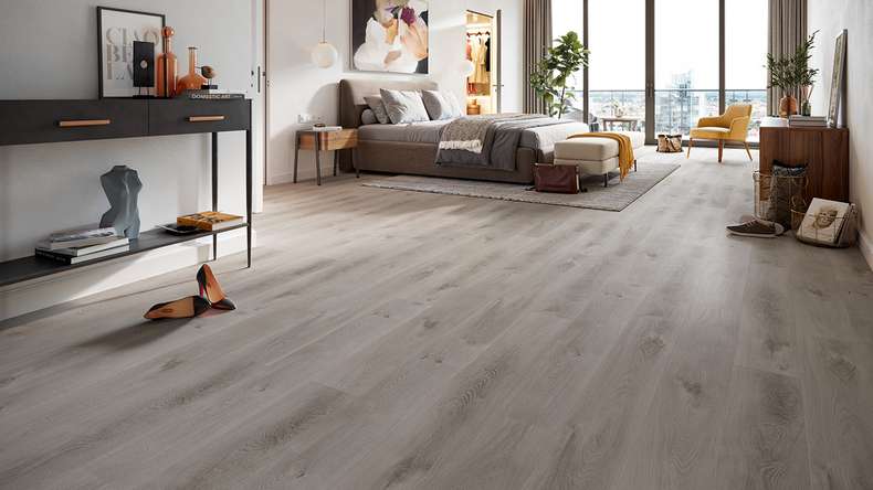planeo Rigid Click Vinyl - HOMEtec Basic 30 IXPE Soft Mid Grey | Impact sound insulation integrated (RP-E30-7)