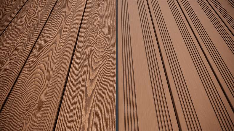 planeo SolidWood WPC decking board solid - Light brown 3m french/structured