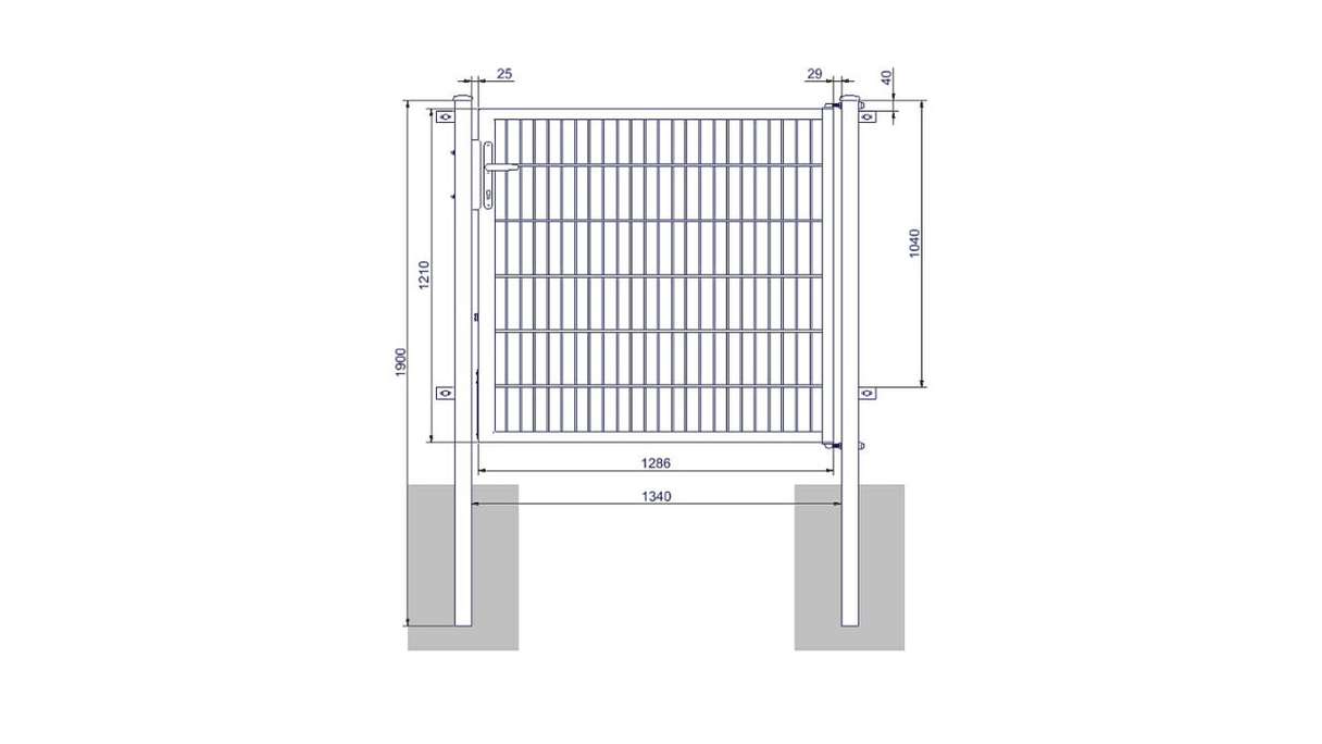 Universal door medium 1-leaf hot-dip galvanised H 1200 x W 1340 mm incl. gateposts