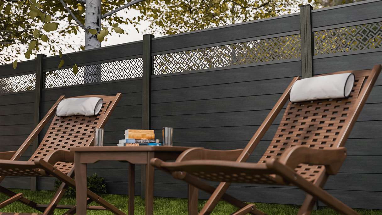 planeo Gardence Strong - BPC plug-in fence Abstract stone grey co-ex 180 x 180 cm