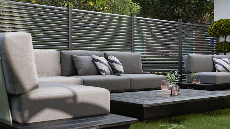 planeo Gardence Metallic Ellipse - Aluminium Garden Fence Square Anthracite | DB703