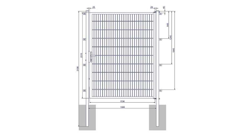Universal door medium 1-leaf hot-dip galvanised H 2000 x W 1590 mm incl. gateposts