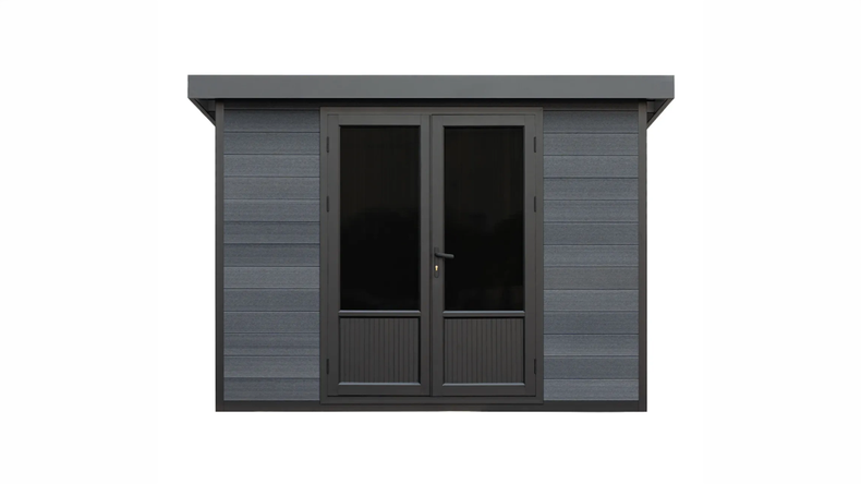 planeo WPC Monopitch Roof Garden Shed XL – Anthracite 400 x 300 cm