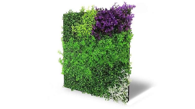 planeo acoustic panel - MixWall Leaf Mood Violet Mixed Flora 52 x 52 cm | artificial plant (PLMW-61111)