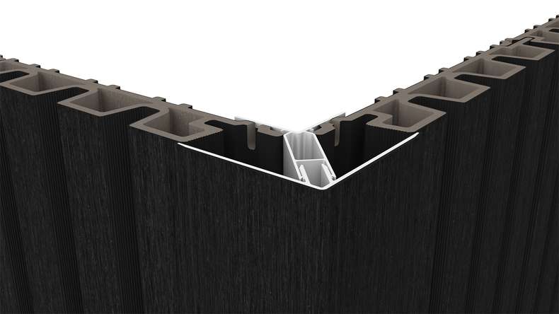 planeo LINEA – Aluminium CoEx external corner profile, black, 3000 x 66 x 66 mm