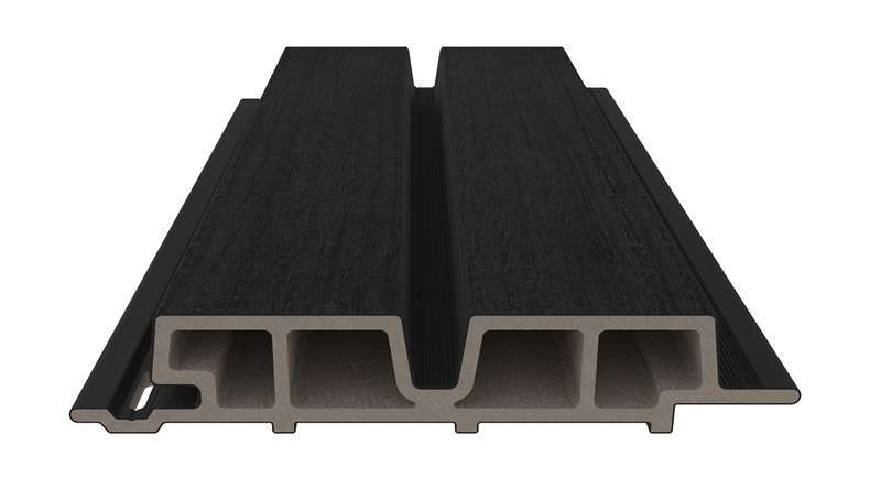 planeo LINEA Wide – WPC CoEx cladding, black, 2900 x 181 mm