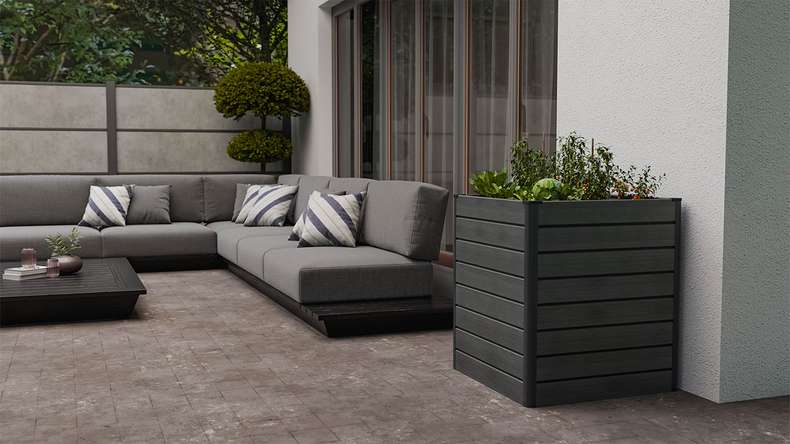 planeo BPC-Rhombus raised bed Cube - Stone grey co-ex. 70 x 70 x 79 cm