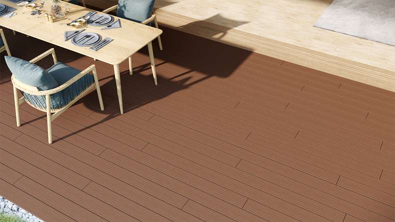 planeo LightWood WPC decking board hollow chamber - Light brown 3m fine grooved/grooved