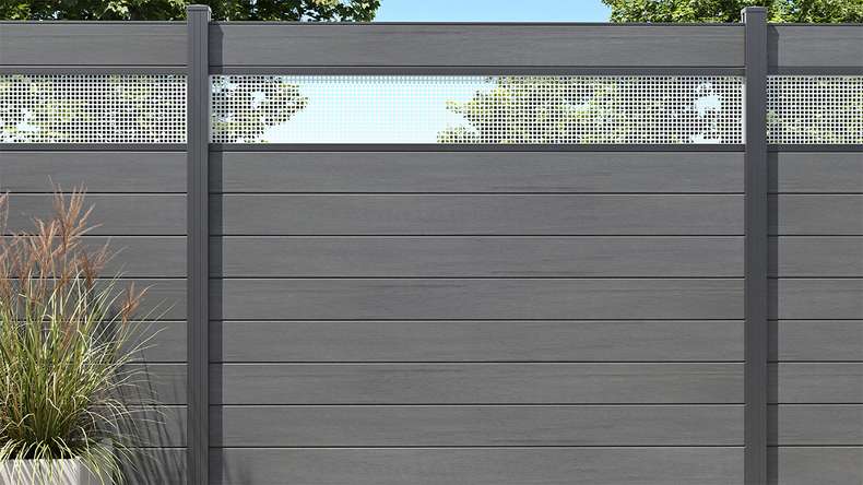 planeo Solid - garden fence square stone grey co-ex