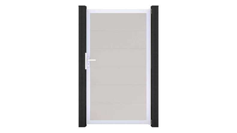 planeo Gardence Simply – White PVC Universal Gate with Aluminium Frame, 100 x 180 cm