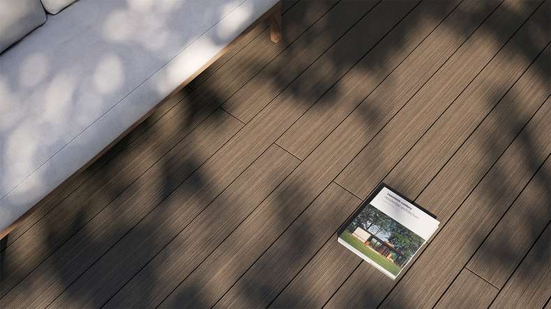 planeo AntikWood WPC decking board solid - Light brown 3m antique aged