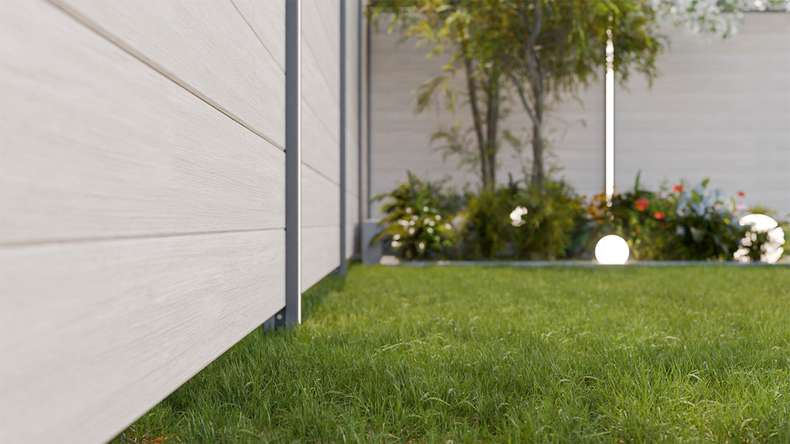 planeo Gardence Simply Small - PVC plug-in fence Sheffield Oak light 180 x 180 cm