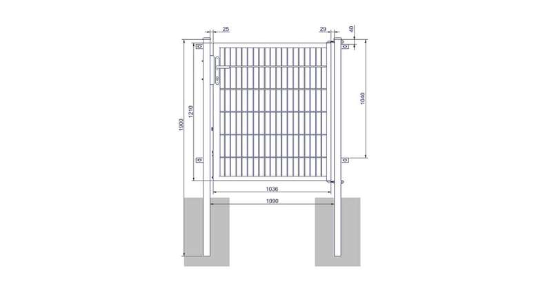 planeo universal door medium 1-leaf anthracite H 1200 x W 1000 mm incl. gateposts