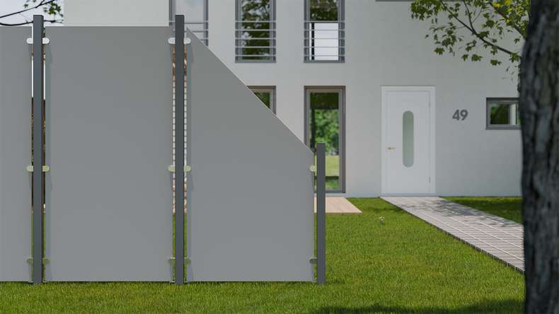 planeo Gardence Resistant - HPL privacy fence upright plain grey 90 x 180cm