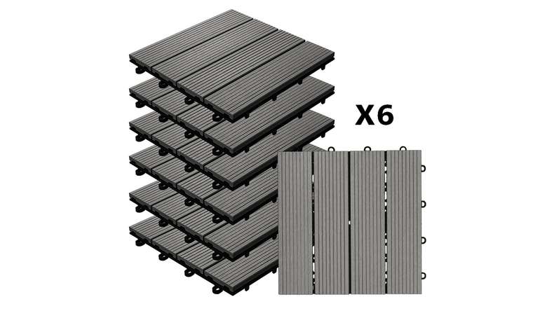 planeo WPC patio tile grey 30x30 cm - 6 pce.