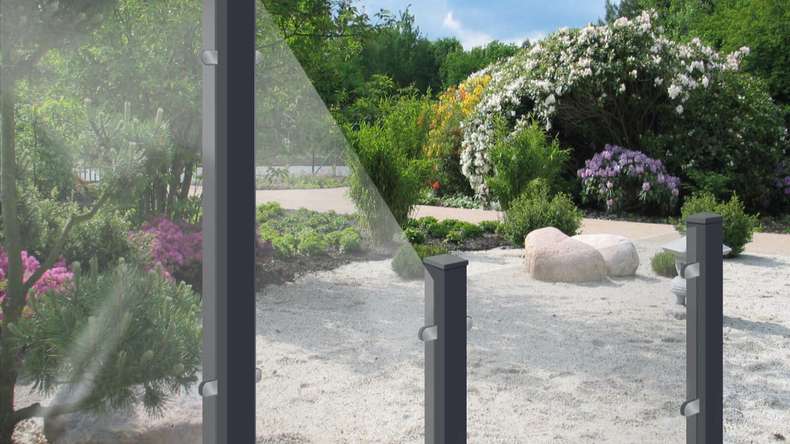 planeo Ambiente - glass privacy screen upright clear glass 90 x 180 cm