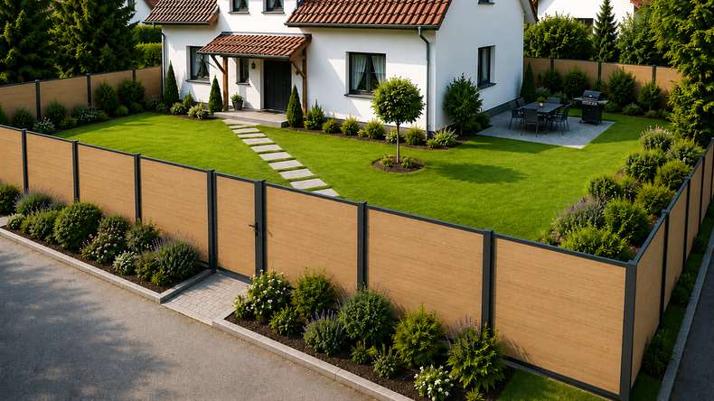 planeo INFINITY XL-Board - WPC CoEx plug-in fence sand 176 x 183