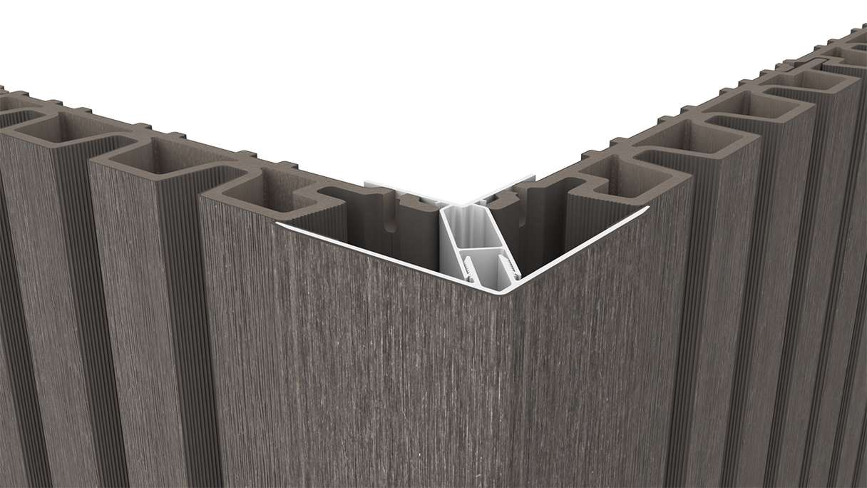 planeo LINEA – Aluminium CoEx external corner profile, dark grey, 3000 x 66 x 66 mm