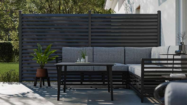 planeo Gardence Metallic Rhombus - Aluminium Garden Fence Square Anthracite | DB703