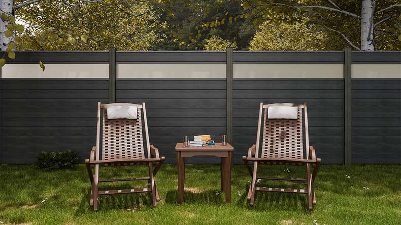 planeo Gardence Strong - BPC plug-in fence glass satin stone grey co-ex 180 x 180 cm