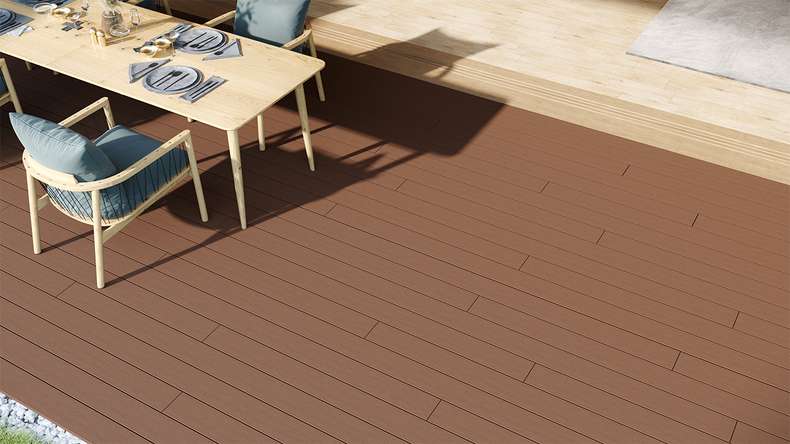 planeo LightWood WPC decking board hollow chamber - Light brown 3m fine grooved/grooved
