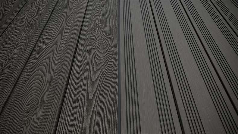 planeo SolidWood WPC decking board solid - Dark grey 3m french/structured