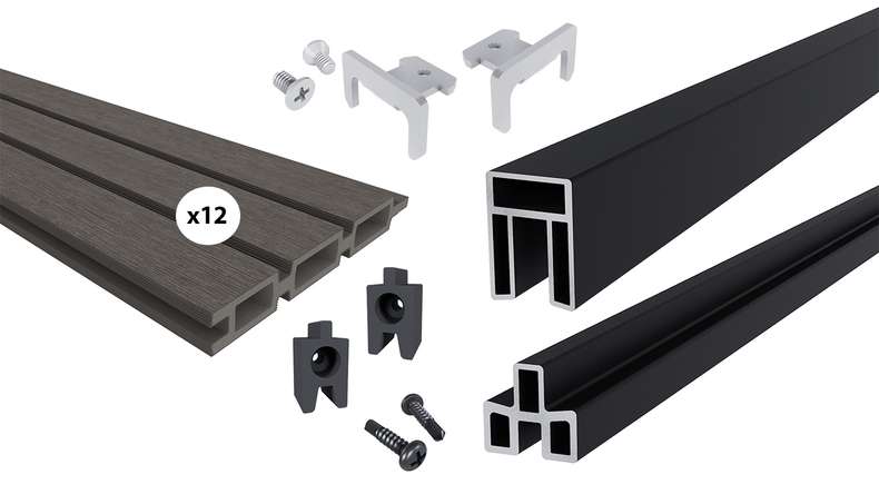 planeo LINEA - WPC CoEx Rhombus plug-in fence dark grey 176 x 183