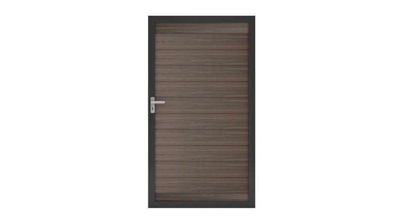 planeo Solid - universal door walnut co-ex with anthracite aluminium frame