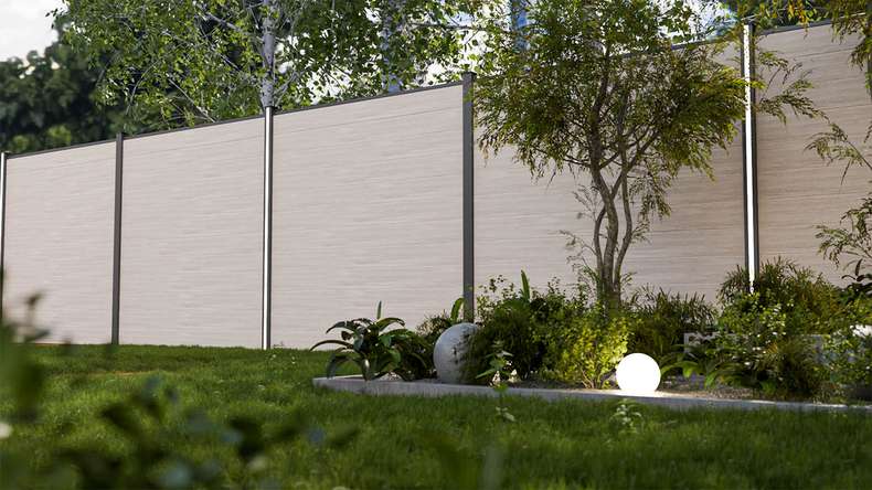 planeo Gardence Simply Small - PVC plug-in fence Sheffield Oak light 180 x 180 cm