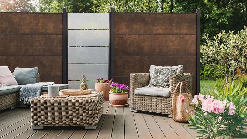 planeo Gardence Resistant - HPL plug-in fence rust-look 180 x 183 cm