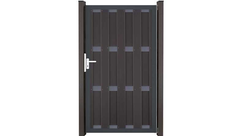 planeo prefabricated fence gate DIN left anthracite 100 x 180 x 4.0cm - frame anthracite