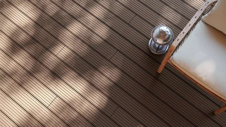 planeo LineWood WPC Solid decking board - Dark brown 3m grooved/grooved