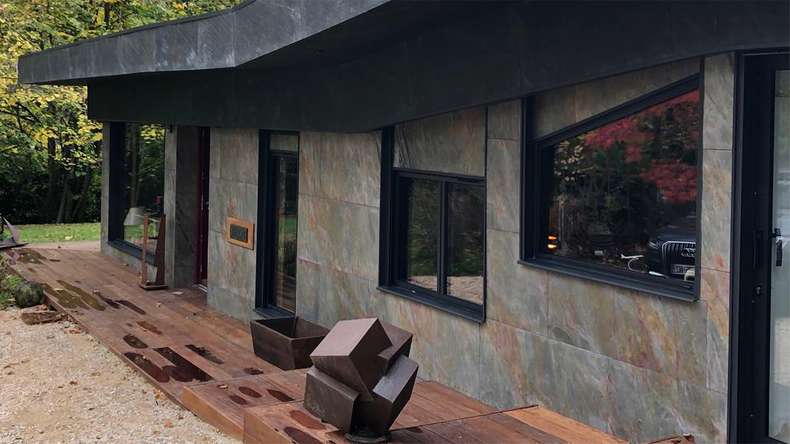 planeo EVOLITH Slate&Stone - Natural stone wall cladding Oxide Wood 1220 x 610 mm