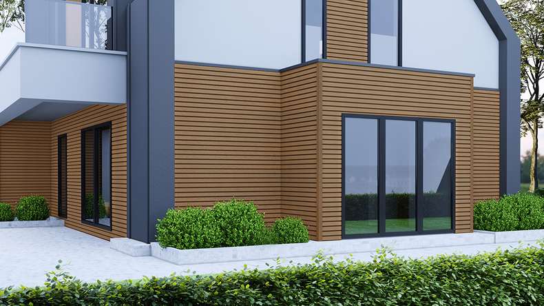 planeo LINEA Wide – WPC CoEx cladding, Burma Teak, 2900 x 181 mm
