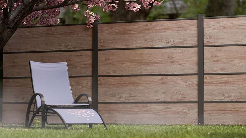 planeo Gardence Resistant - HPL plug-in fence wood look 180 x 183 cm