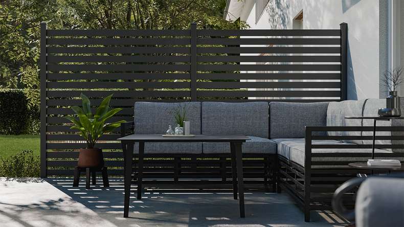 planeo Gardence Metallic Edge - Aluminium Garden Fence Square Anthracite | DB703