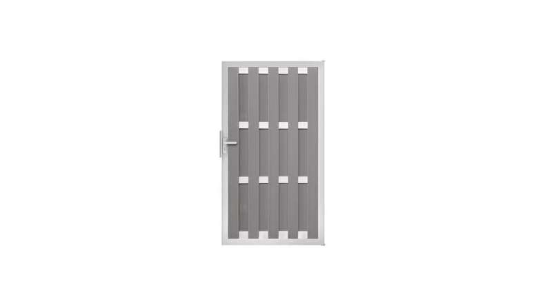planeo prefabricated fence gate DIN right light grey 100 x 180 x 4.0cm - frame silver