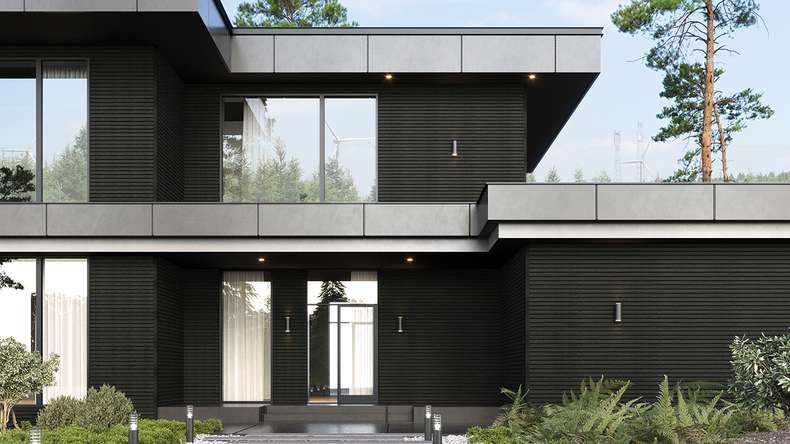 planeo LINEA Wide – WPC CoEx cladding, black, 2900 x 181 mm