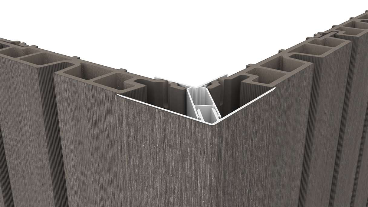 planeo LINEA – Aluminium CoEx external corner profile, dark grey, 3000 x 66 x 66 mm