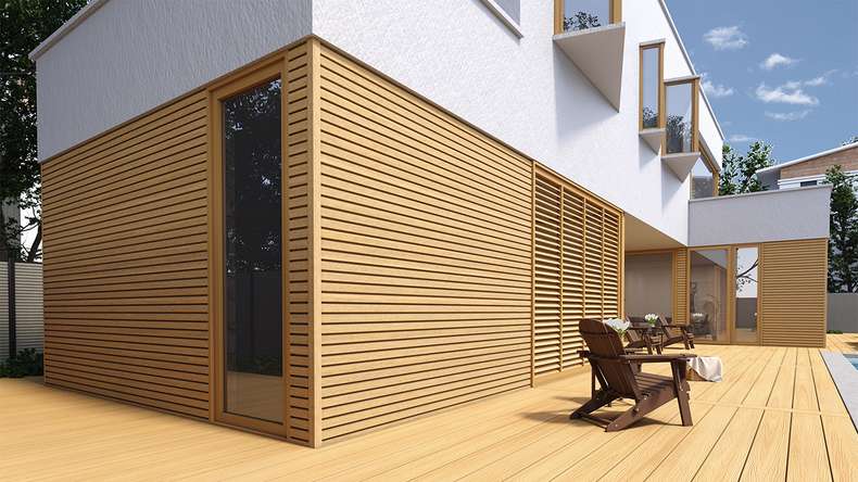 planeo LINEA Slim – WPC CoEx cladding, Sand, 2900 x 215 mm