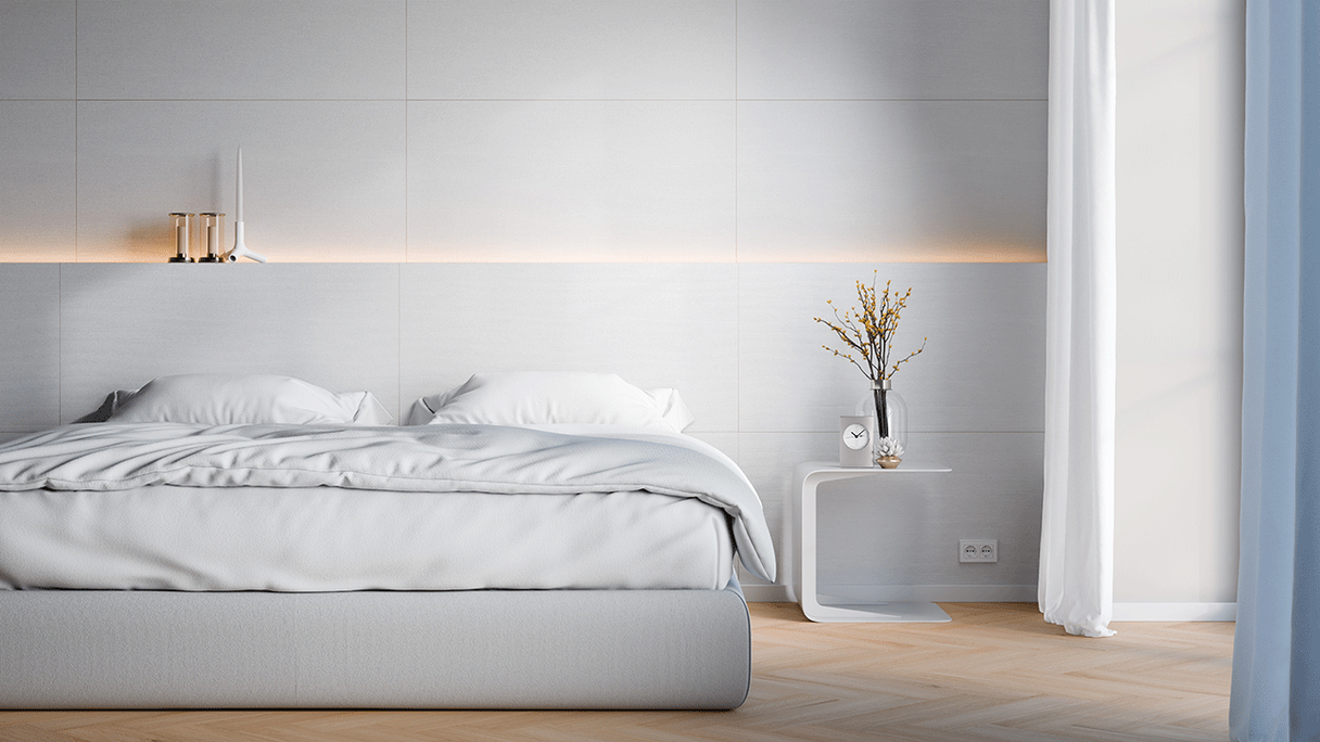 planeo SPC wall panelling – CeraRock Tile Stripes Concrete White XL 280 x 117.5 cm