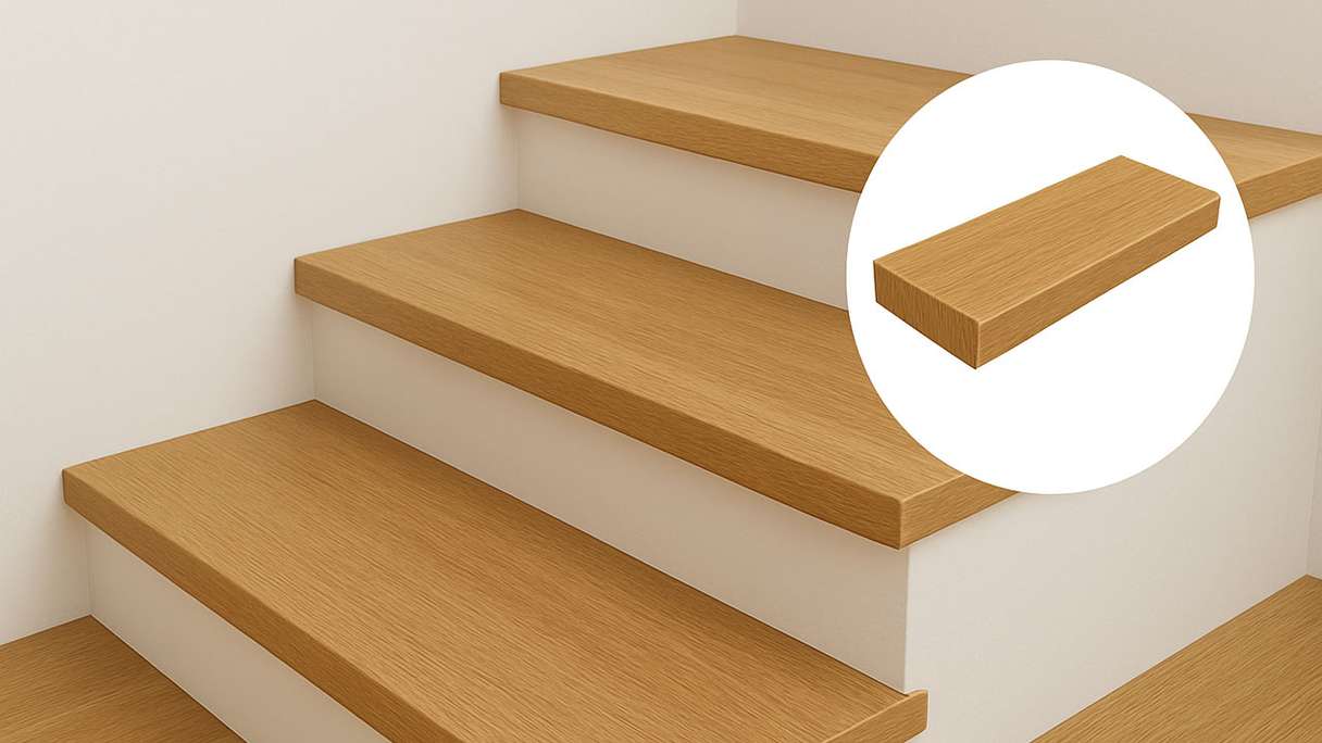 planeo block step straight 40mm blockboard + vinyl | decor and dimensions individually selectable