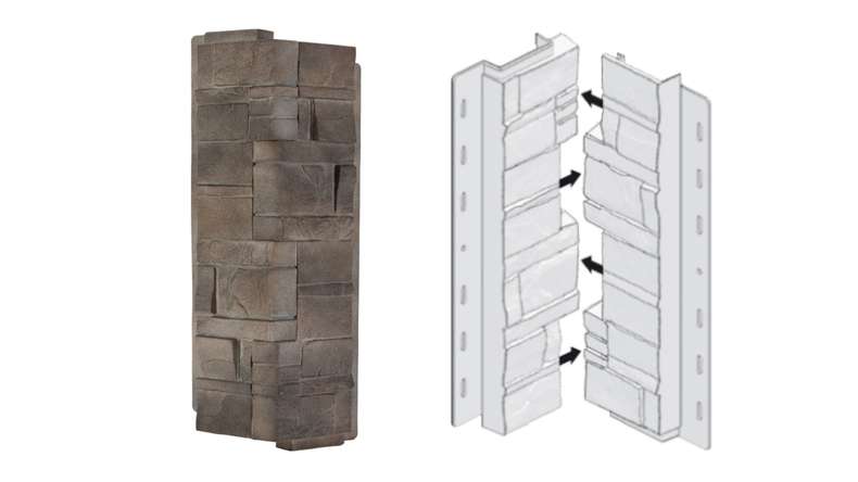 planeo facade corner laminated stone Silex Flint - 406 x 149 mm
