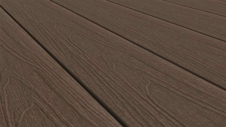 planeo WOODLine Nature - WPC CoEx coated decking board hollow chamber - Ipe Brown 3m textured/smooth brushed