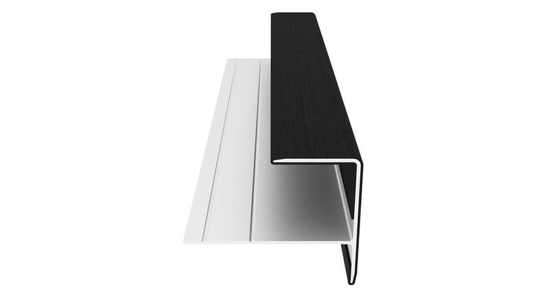 planeo LINEA – Aluminium CoEx end profile, black, 3000 x 74 x 61 mm