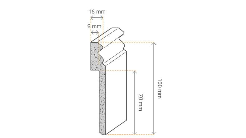 Tile cover strip MDF 16x100x2500 mm, white Alt Berlin 10 x 70 mm