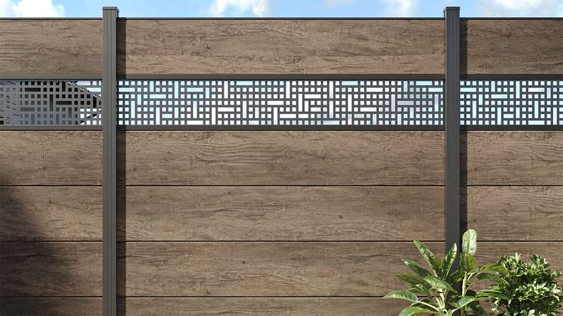 planeo Basic - PVC Plug-in Fence Square Monument Oak 180x180 cm